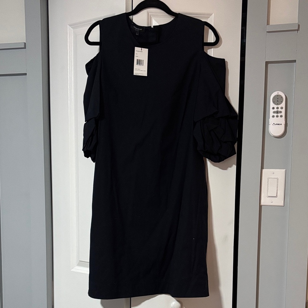NWT Lafayette 148 New York Black Ruffle Sleeve Dress